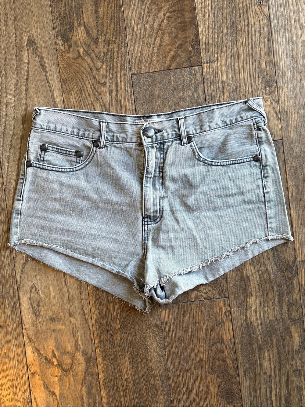 Free People Light Gray Denim Cutoff Shorts